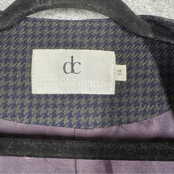 Vintage Devonshire Cream Gold Buttons Wool Houndstooth Boxy Blazer Size 14 - Picture 4 of 16